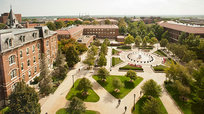 Purdue University campus aerial view